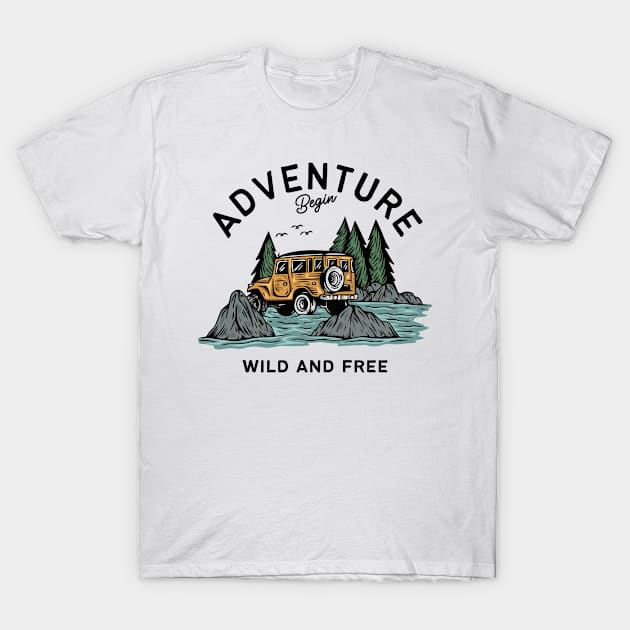 Light Blue Illustration Adventure T-Shirt T-Shirt by Raja2021